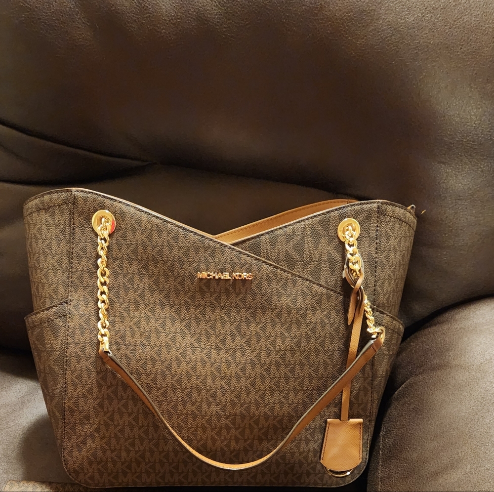 SOLD!!!  MK Jet Set Brown Logo Shoulder  Bag